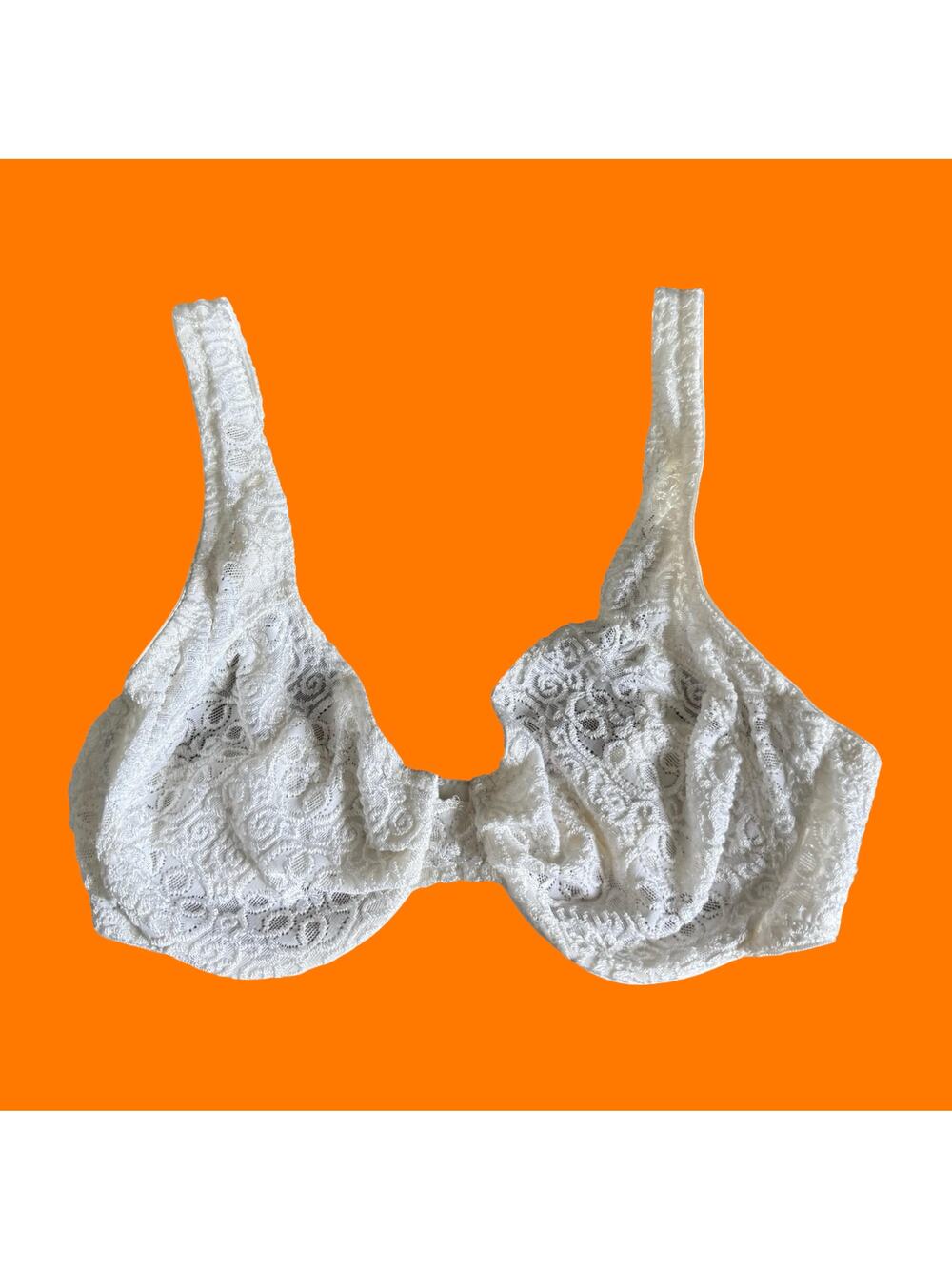 90's vintage white floral lace coquette fairy bridal wedding lingerie bra 34C